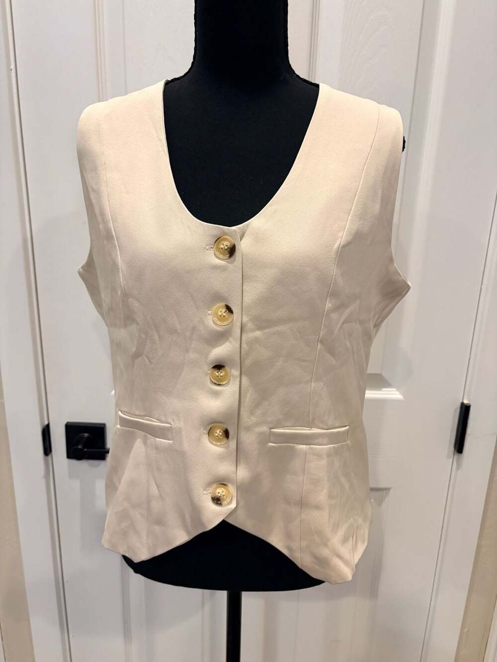 Beige Tailored Button Vest Size L (76)